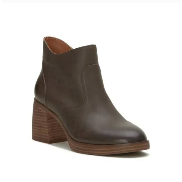 LUCKY BRAND Leather Quinlee Boots 6.5 Brown NWOT Leather Ankle Booties Heel - Picture 1 of 9